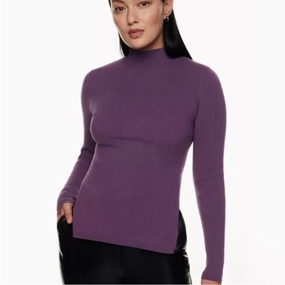 Aritzia Babaton Sculpt Ribbed Knit Tie-back Longsleeve In Dewberry Purple Size M - Picture 3 of 12